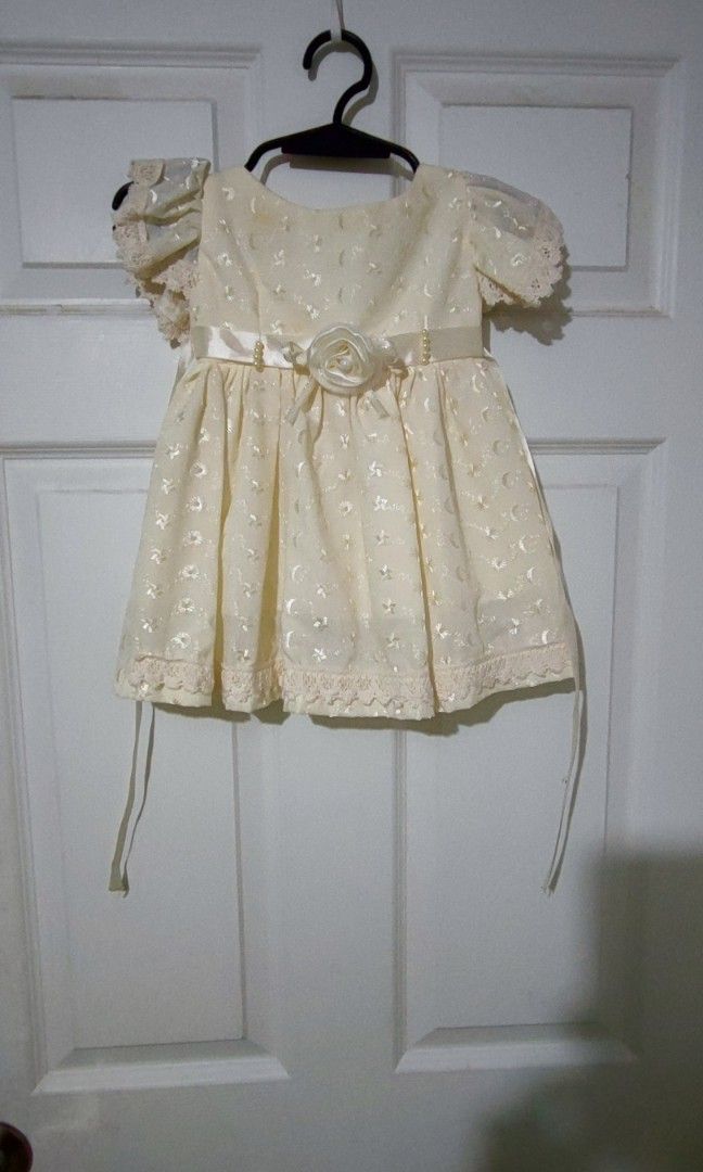 cream dress for baptism or any occasion Babies Kids Babies Kids Fashion on Carousell