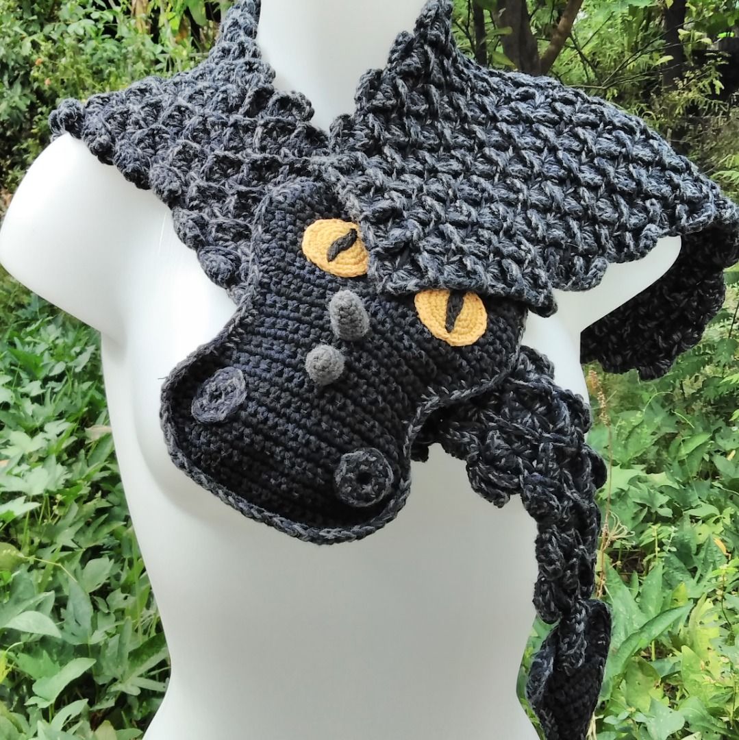 crochet-barn-owl-and-scaled-dragon-shawl-on-carousell