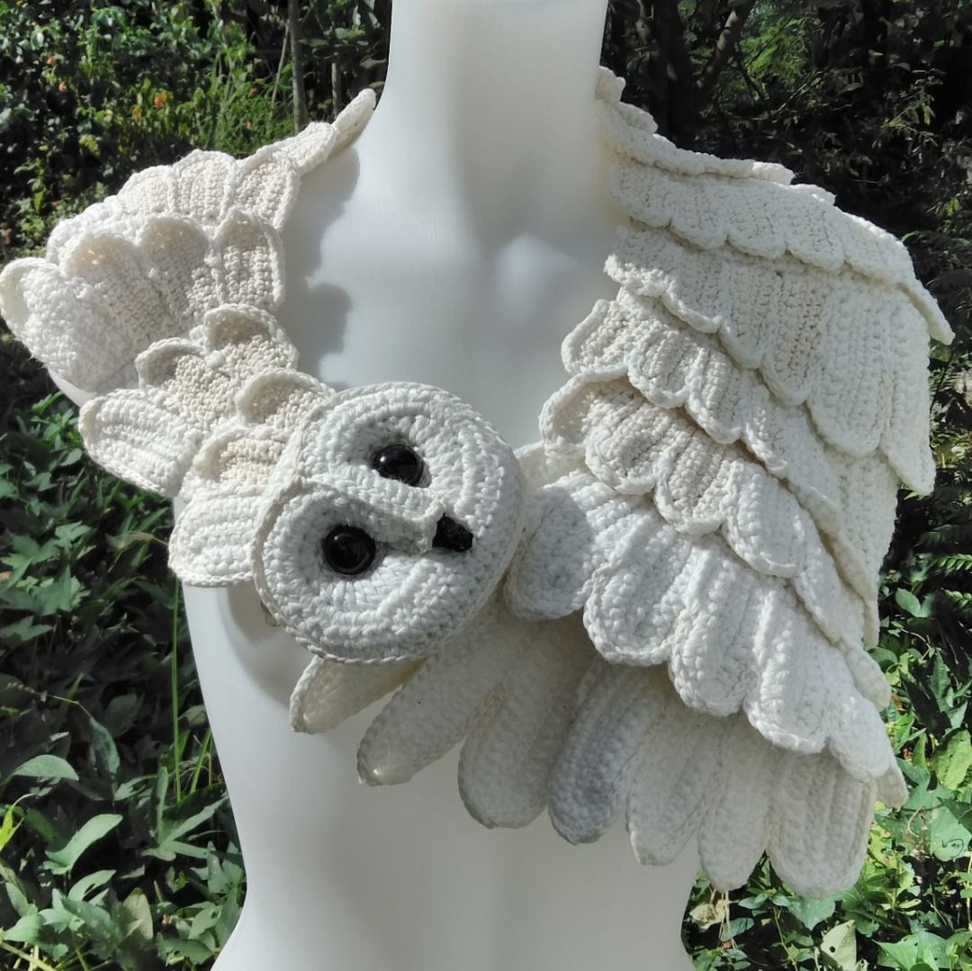 crochet-barn-owl-and-scaled-dragon-shawl-on-carousell