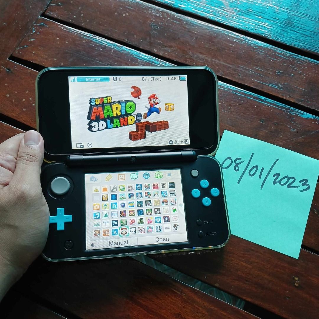 D New Nintendo 2DS XL Black Turquoise CFW LUMA Jailbreak For