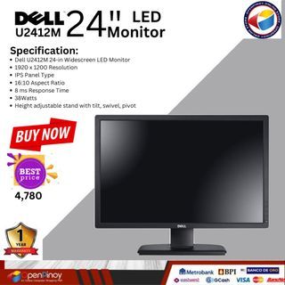 Used Dell UltraSharp U2412M 24-inch Widescreen LED Monitor