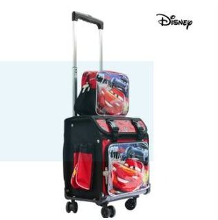 Disney Cars Lightning Mcqueen Boys School Box Type Trolley Bag Set