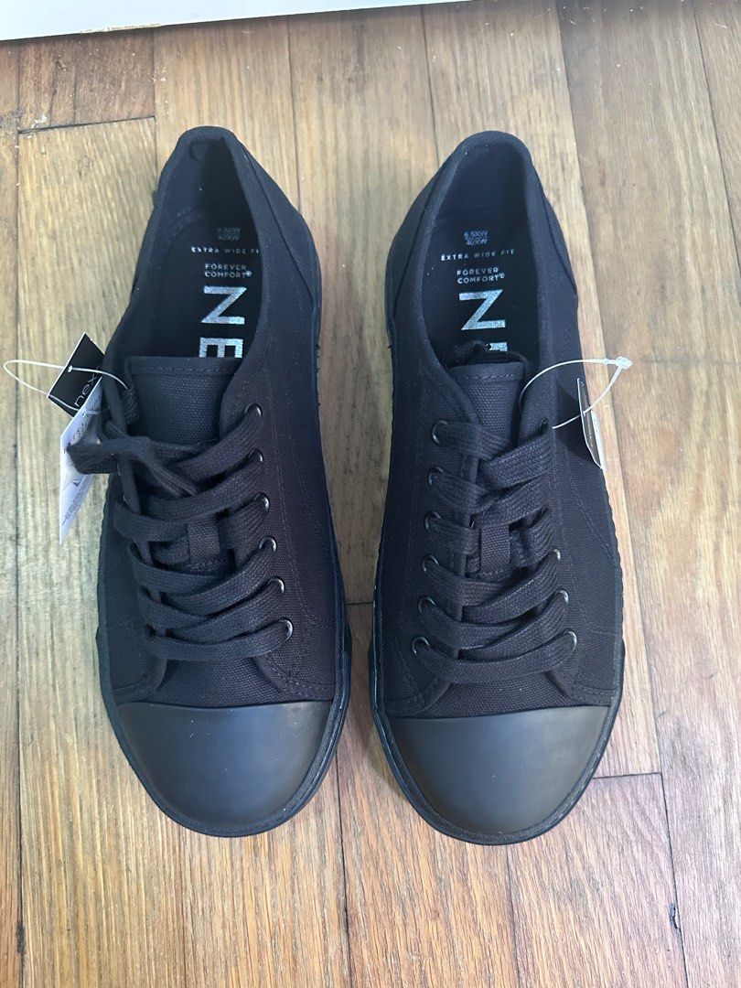 Extra Wide Black Forever Comfort Baseball Canvas Trainers Women s Fashion Footwear Sneakers on Carousell