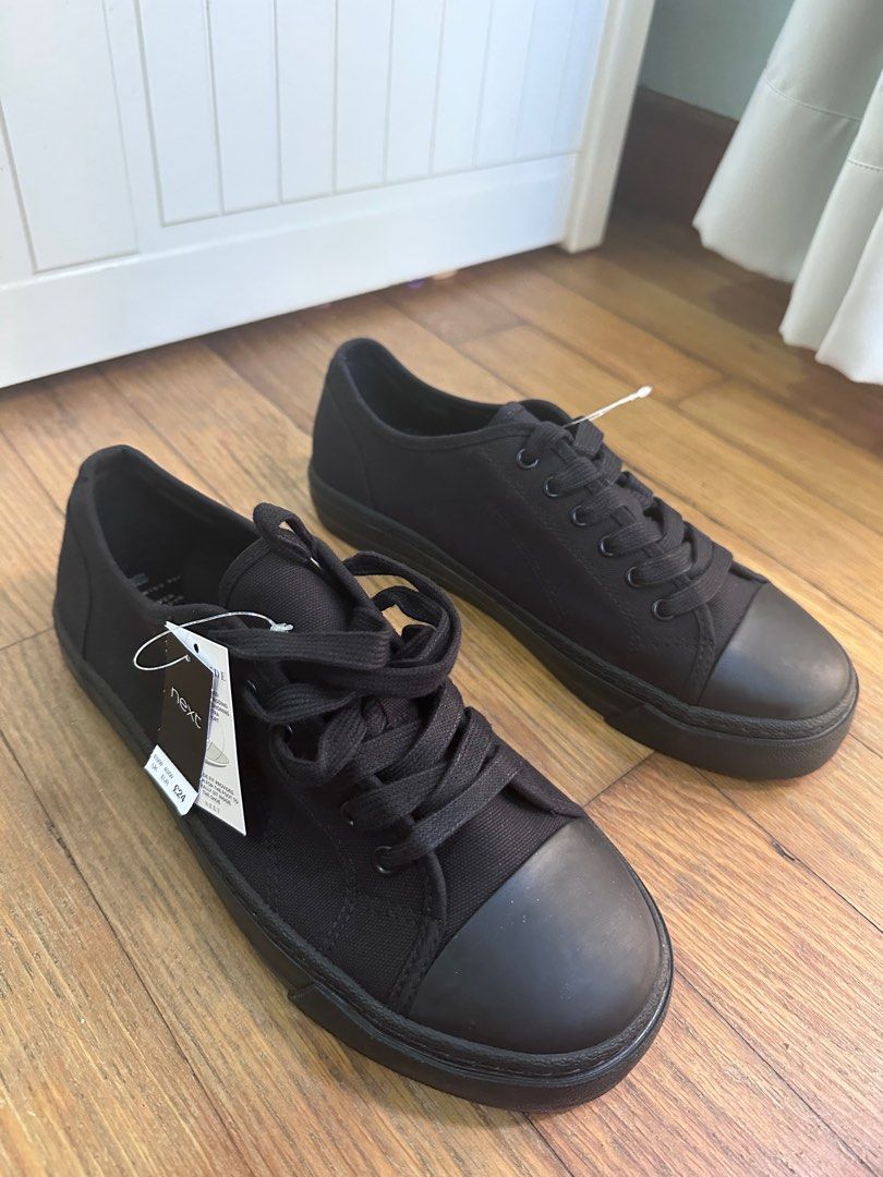 Extra Wide Black Forever Comfort Baseball Canvas Trainers Women s