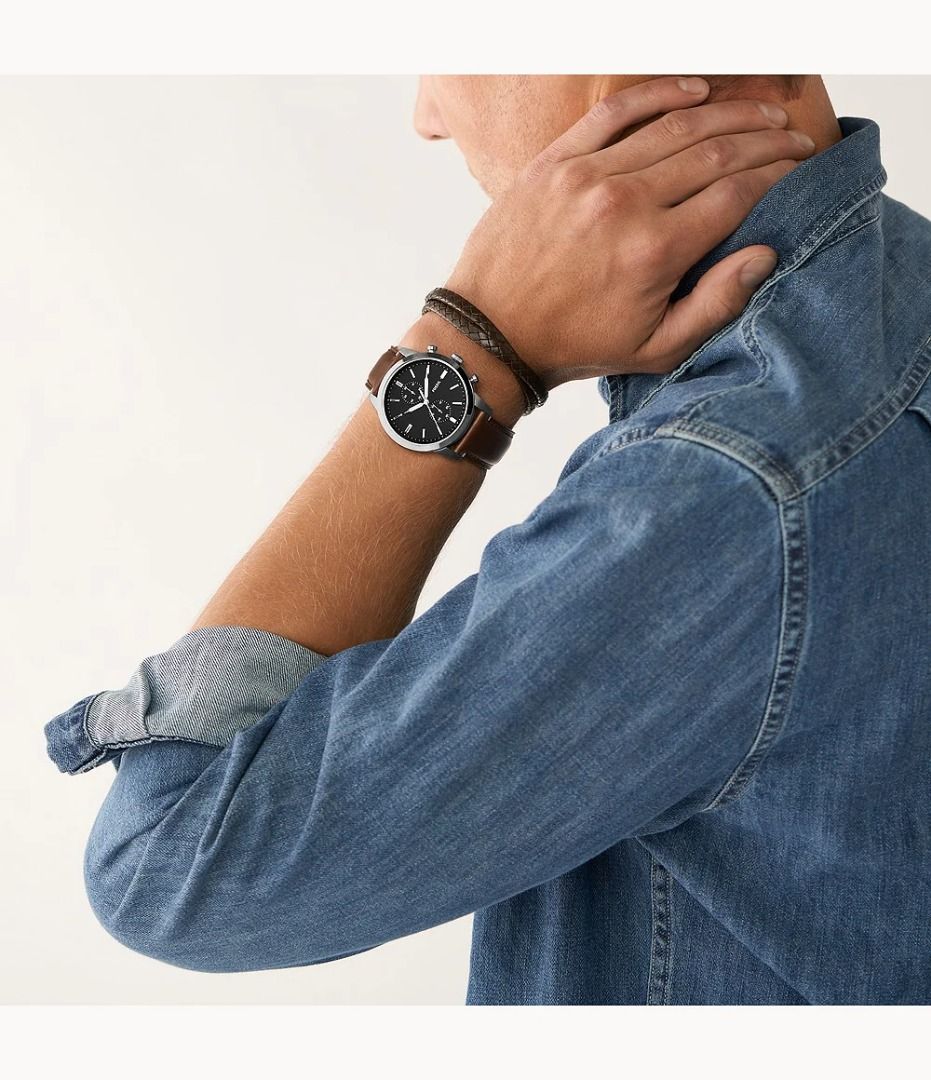 Townsman chronograph amber leather watch outlet