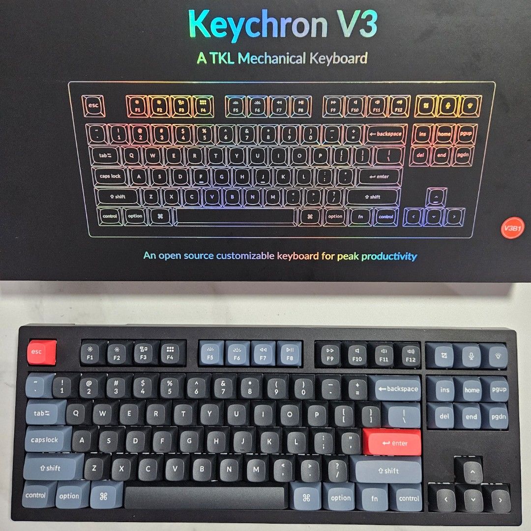 Keychron V3 red switch mechanical keyboard, QMK/VIA support, Windows