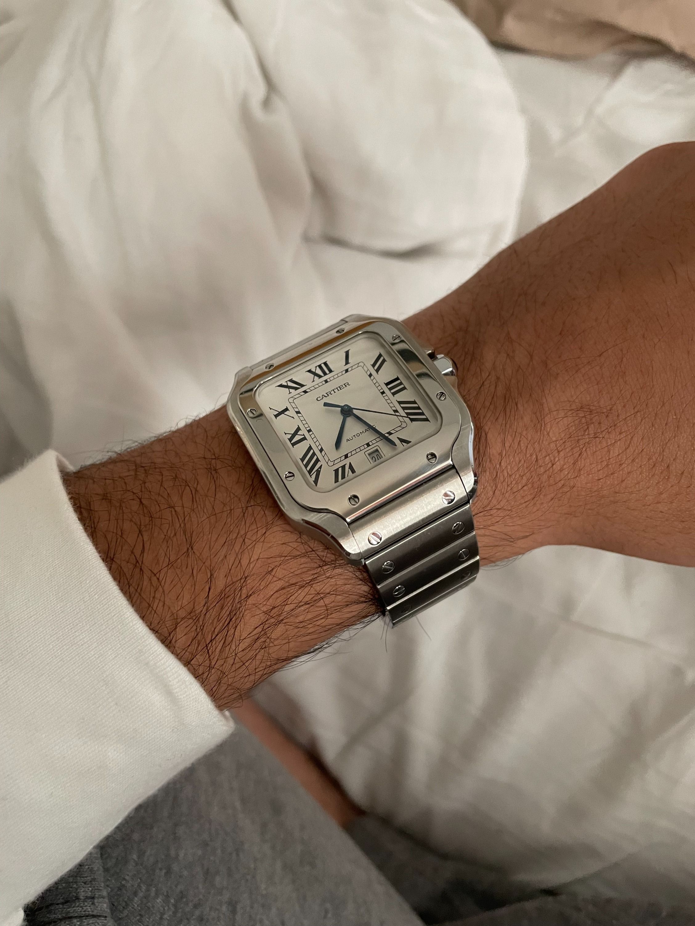 Cartier santos large cheap on wrist
