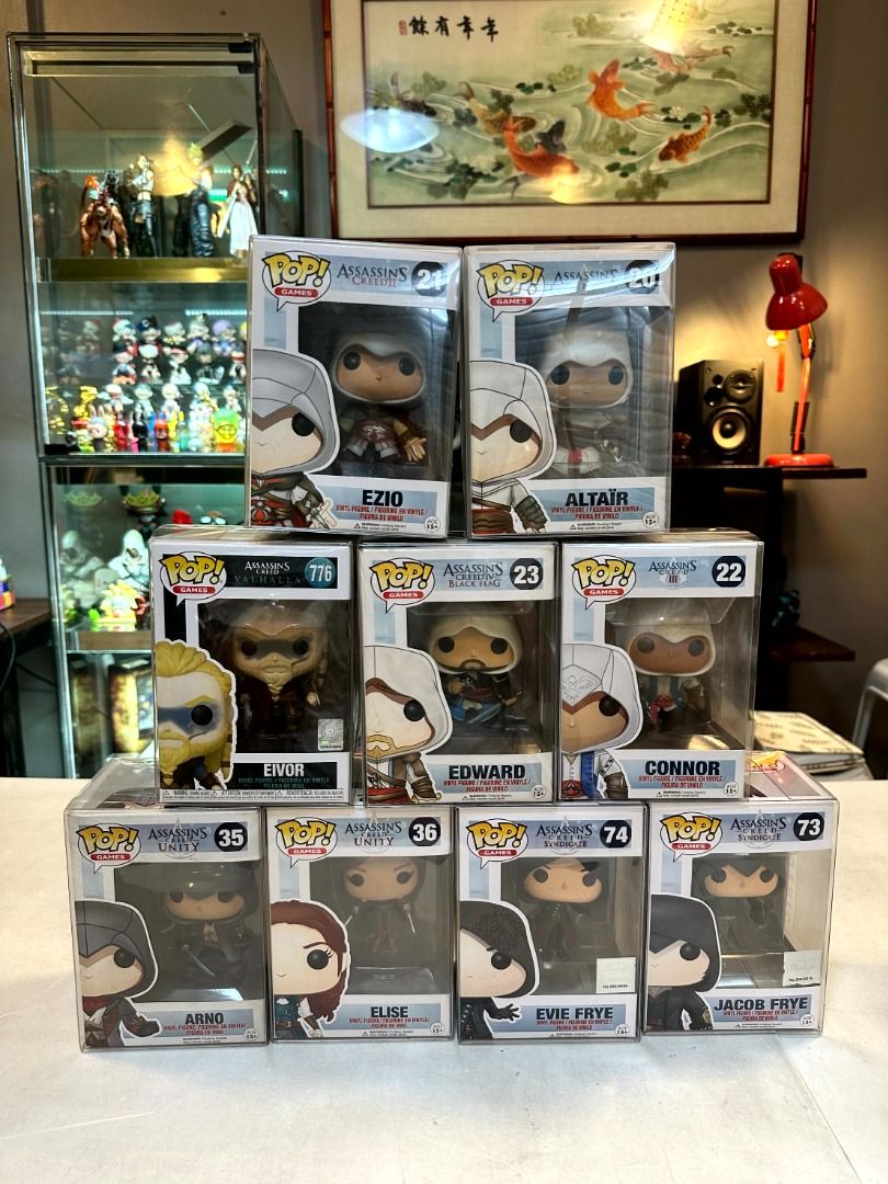 Funko Pop Assassin's Creed (Sold as Set) (Category: Designer & Blind Box Toys) located in Quezon City. Submitted by jacchoa9 (Listing ID 1246482443, Image 1). Description: FOR SALE as per SET ONLY! ✅with protector included ✅WYSIWYG ✅Can send detailed photos ✅Kept at Glass Cabinet RFS: Quitting funko Pop, change line of toys. Assassins Creed set = P11,000 (negotiable) Welcome kayo pumunta sa bahay para icheck isa isa. Tska hindi kayo magduda (Mas 