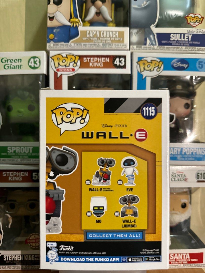Funko Pop! WallE with Fire Extinguisher Disney, Hobbies & Toys, Toys & Games on Carousell