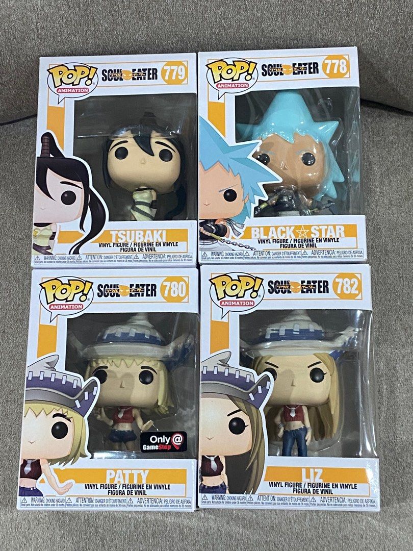 Funko Soul Eater (Category: Designer & Blind Box Toys) located in Quezon City. Submitted by authenticcloset (Listing ID 1246471653, Image 1). Description: Funko Pop Soul Eater Dm for more picture All come with protectors Box 8.5-9 Black Star- 2400php Tsubaki - 2000php Patty - 1400php ❌SOLD❌ Liv - 1300 Payment gcash bdo.