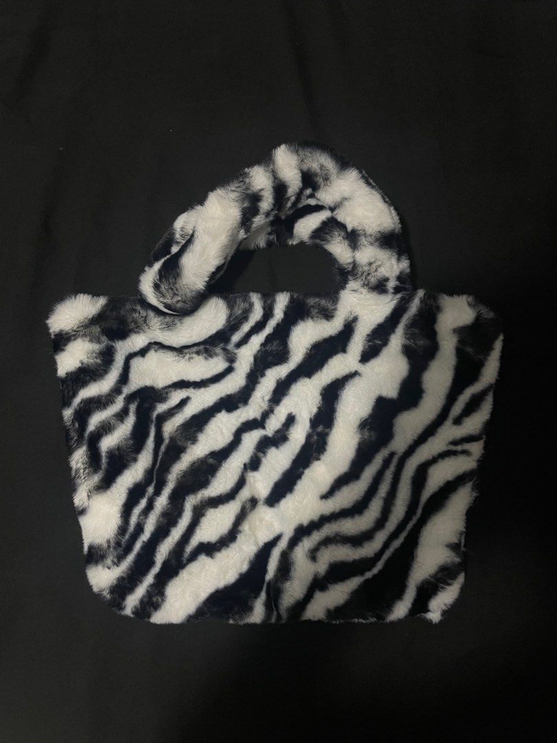 Furry zebra patterns bag