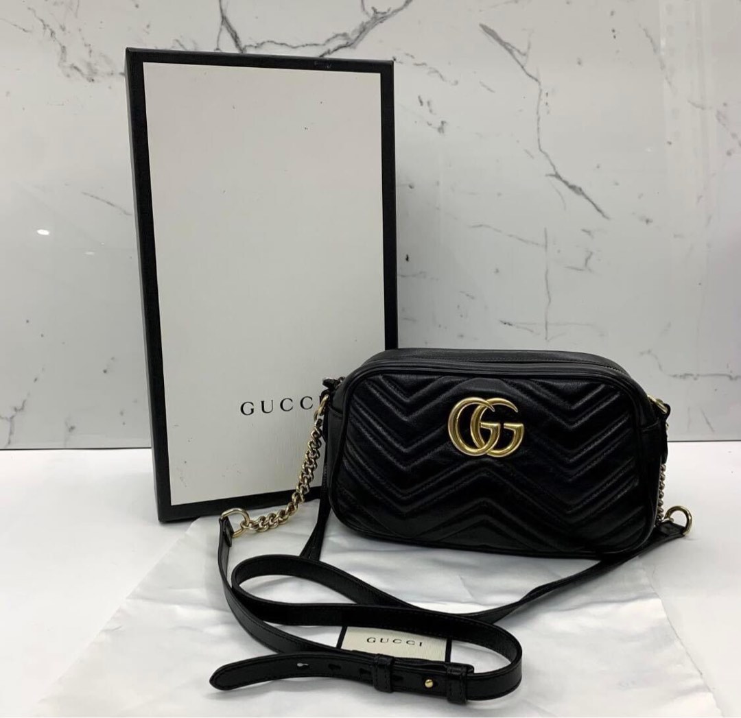 Gucci Marmont Small Camera Bag in Black GHW on Carousell