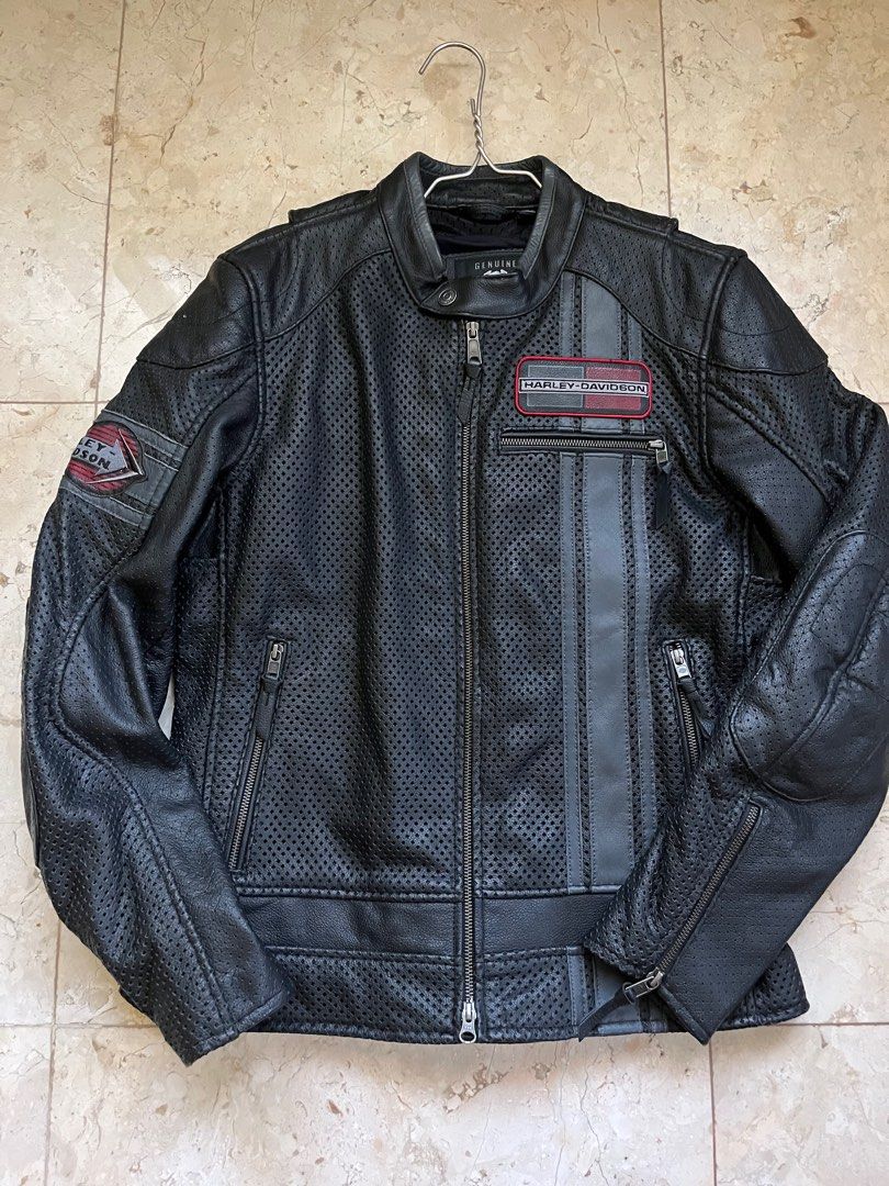 Harley Davidson Leather jacket original Fesyen Pria Pakaian Baju Luaran di Carousell