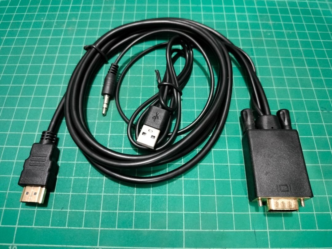 HDMI to VGA Cord Cable with Micro USB Power Adapter for PS4 PS5 XBOX, Computers & Tech, Parts