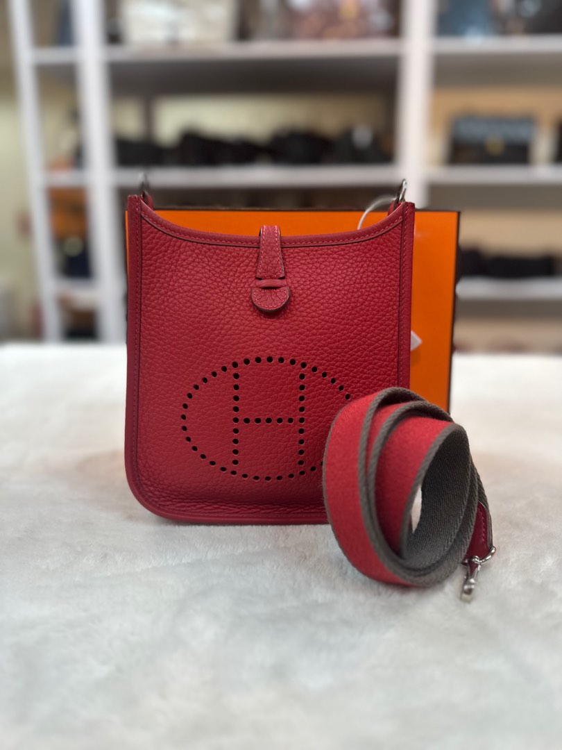 Hermes Bag Evelyne Bag TPM Mini Etain Clemence Cuivre Strap