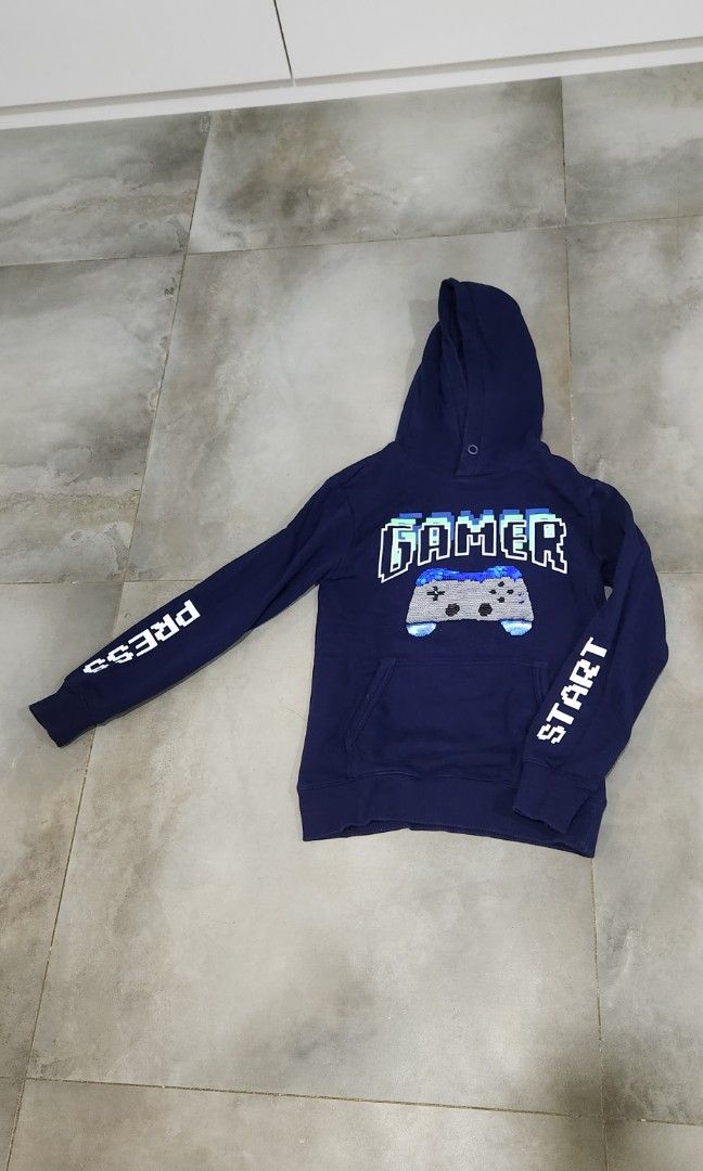 H M Gamer sequin hoodie Babies Kids Babies Kids Fashion on Carousell