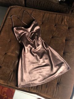 H&M y2k satin brown party dress