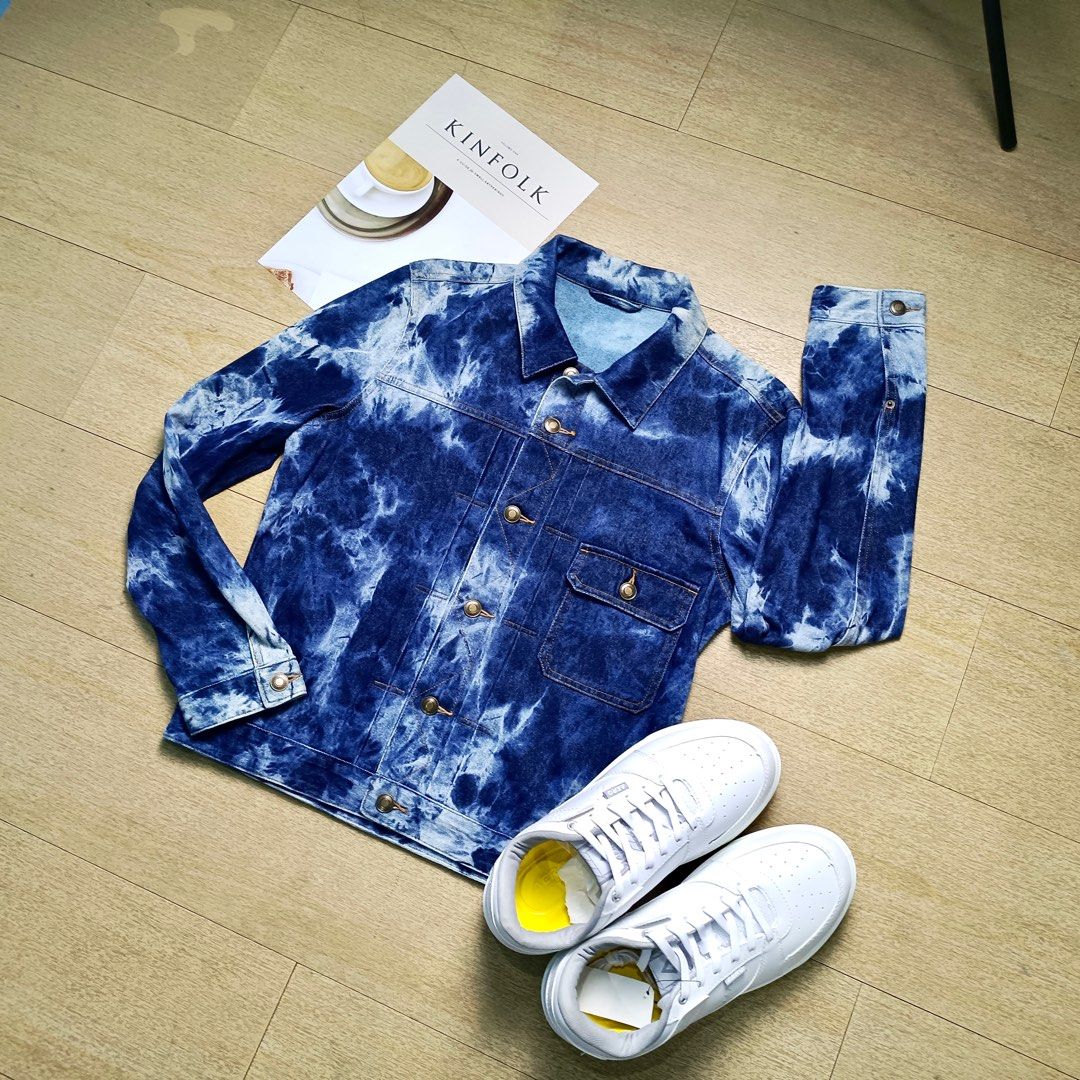 [HOT] MUJI JAPAN Acid Wash Trucker Jacket, Fesyen Pria, Pakaian , Baju