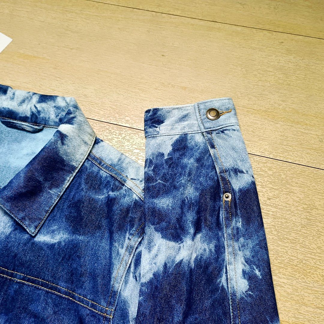 [HOT] MUJI JAPAN Acid Wash Trucker Jacket, Fesyen Pria, Pakaian , Baju