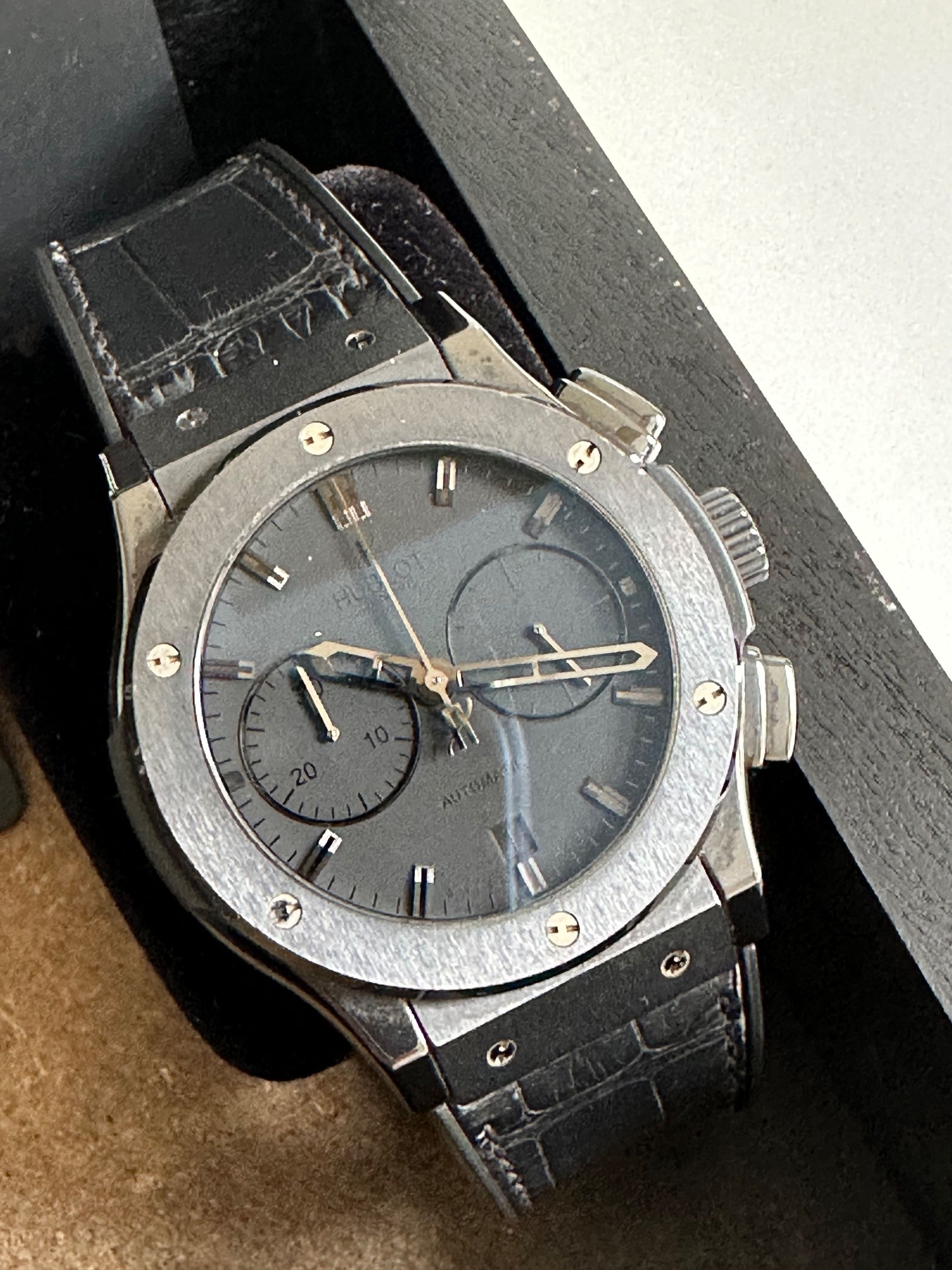 All black cheap chronograph watch