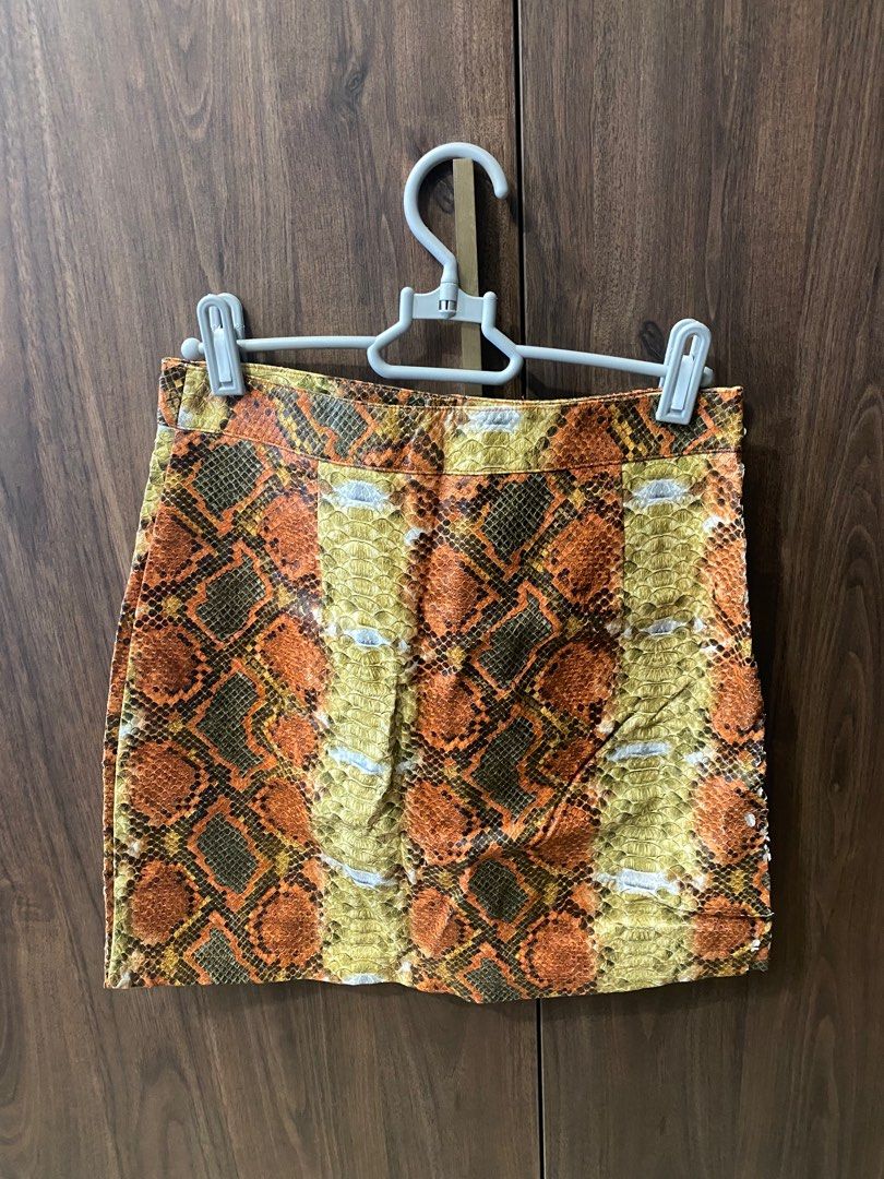 IAMGIA Orange Snakeskin Skirt Women s Fashion Bottoms Skirts on