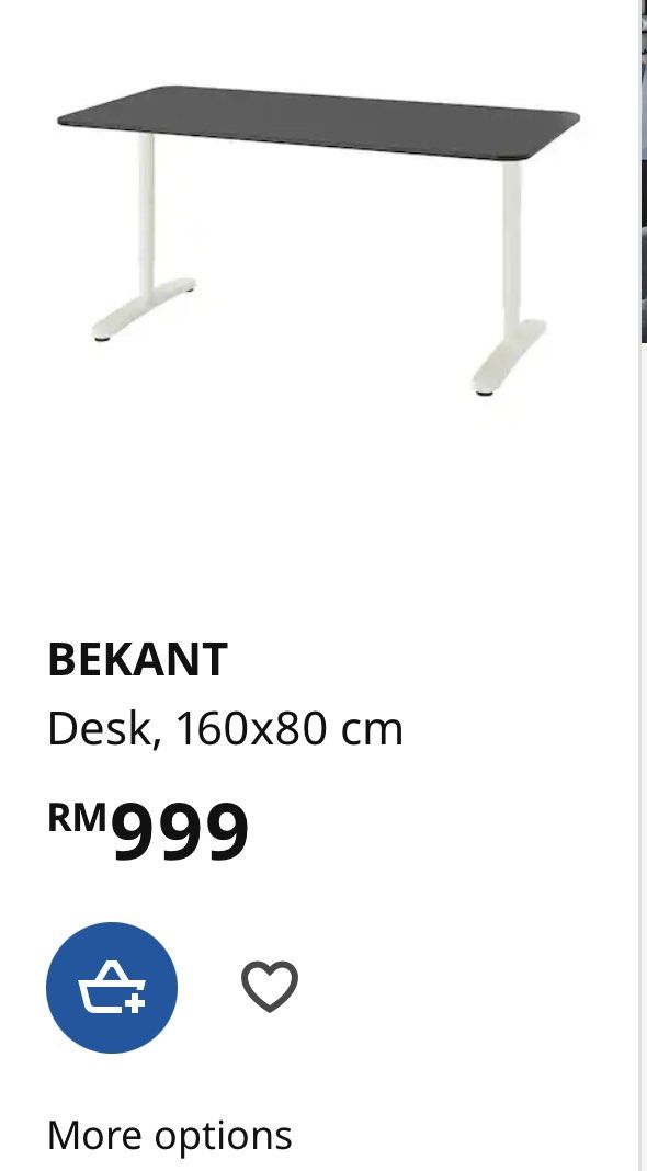 IKEA Bekant desk. Black stained ash, Furniture & Home Living, Furniture