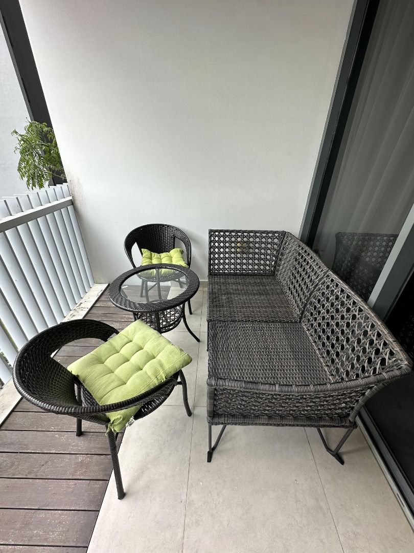 IKEA outdoor bench, table and 2 chairs, Furniture & Home Living