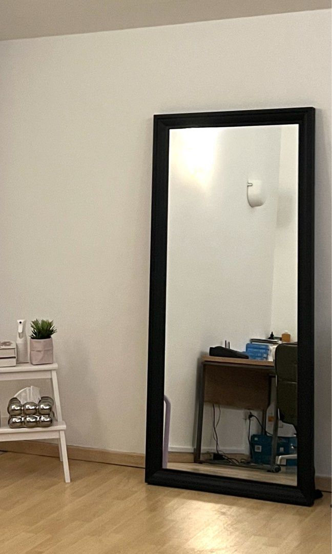 Ikea Toftbyn full length Mirror, black, 75x165 cm, Furniture & Home