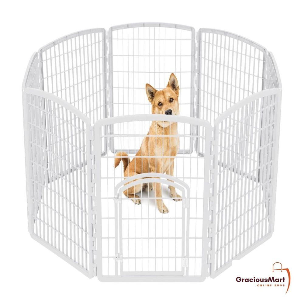 IRIS USA 34" Exercise 8Panel Pet Playpen with Door, Dog Playpen, Puppy