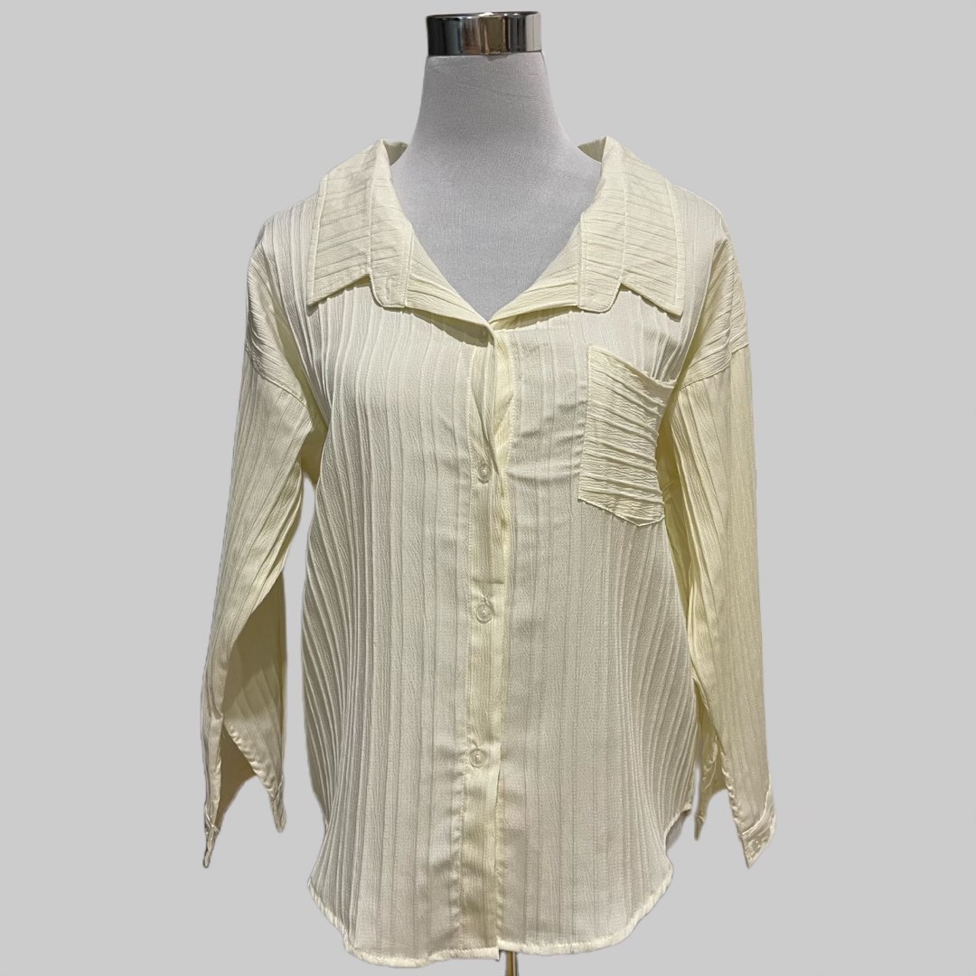 Ironless Pleated Blouse, Women's Fashion, Tops, Blouses on Carousell