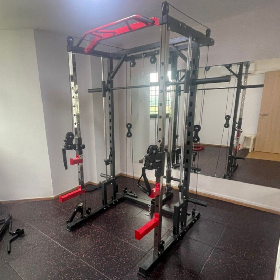 J009 Multi Functional Smith Machine Rack We Sell Home Gym Fitness Workout Equipment Cardio Treadmill Smith Machine Hex Dumbbell Olympic Barbell