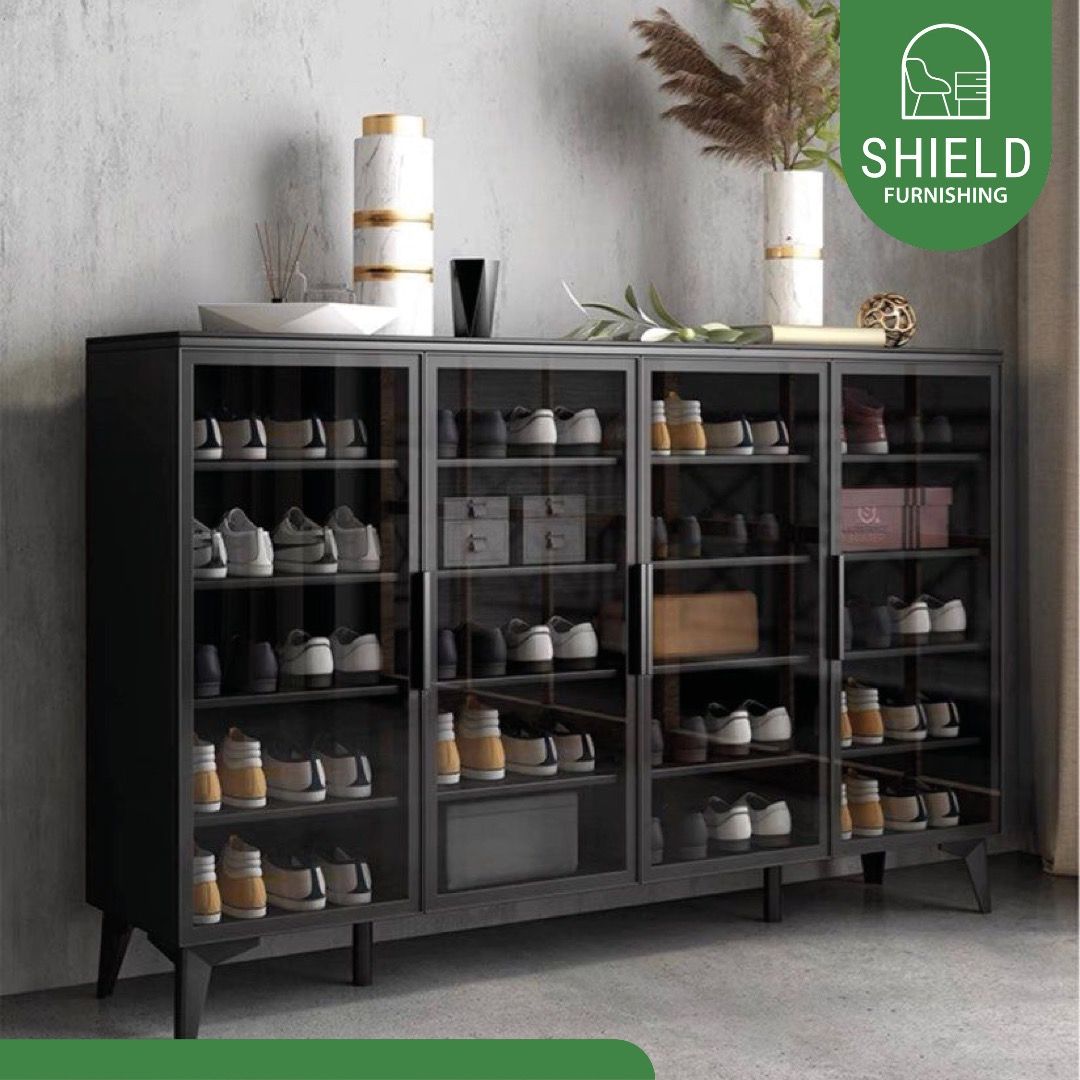 JAZ Modern Glass Shoe Cabinet, Furniture & Home Living, Furniture ...