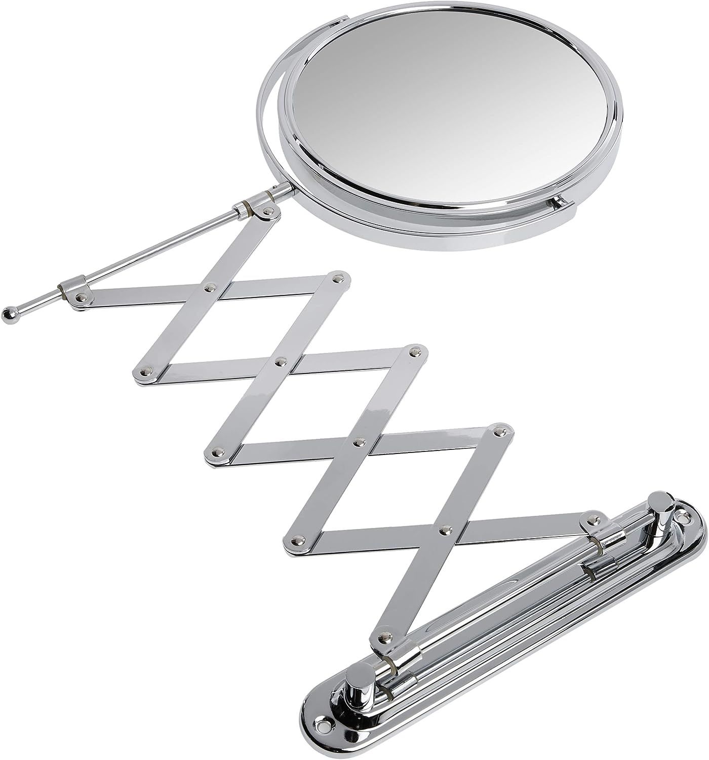 Jerdon JP2027C 1x7x Magnification Wall Mount Mirror with Scissor Bracket, Chrome (Chrome Finish
