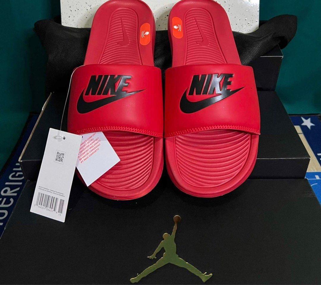 Boys red nike slides sale