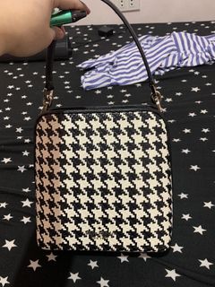 kate spade, Accessories, Kate Spade Darcy Small Zip Around Card Case Wallet  Houndstooth Black White