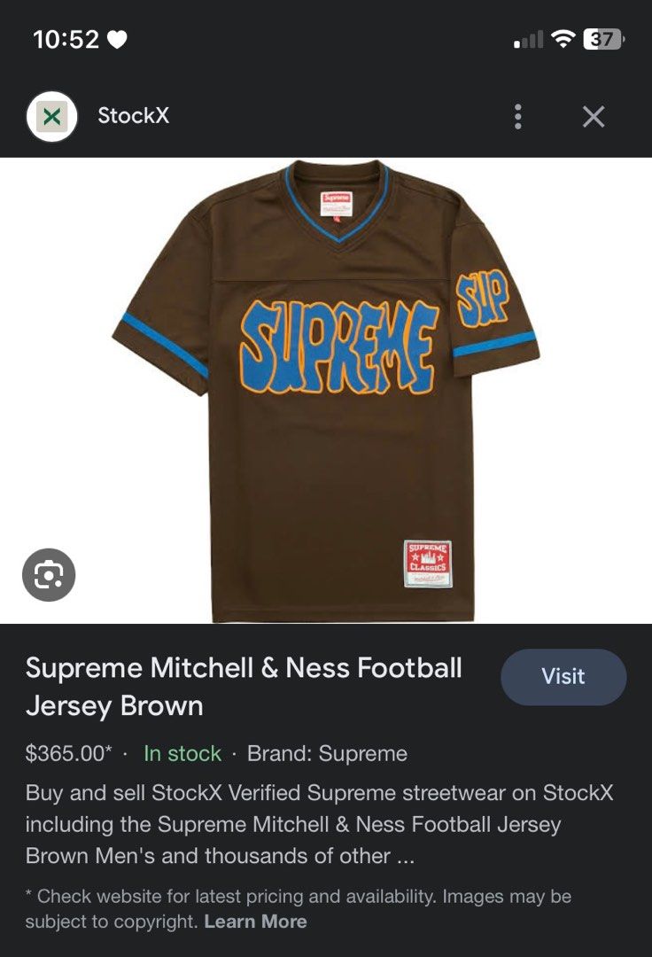 Supreme 2022 x Mitchell & Ness Football Jersey T-Shirt - Brown T