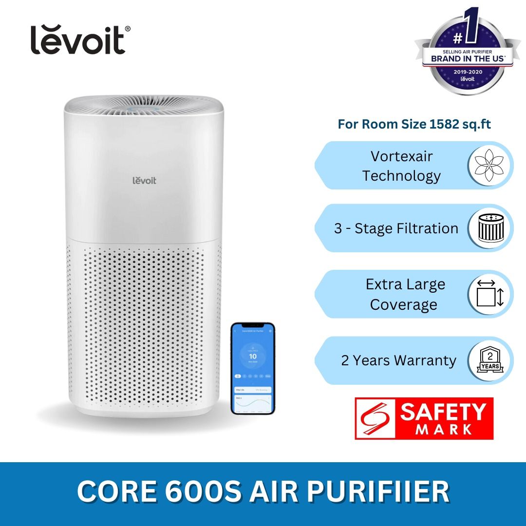 3-stage H13 True Hepa 5-in-1 Air Purifier For Rooms Up To 600 Sq