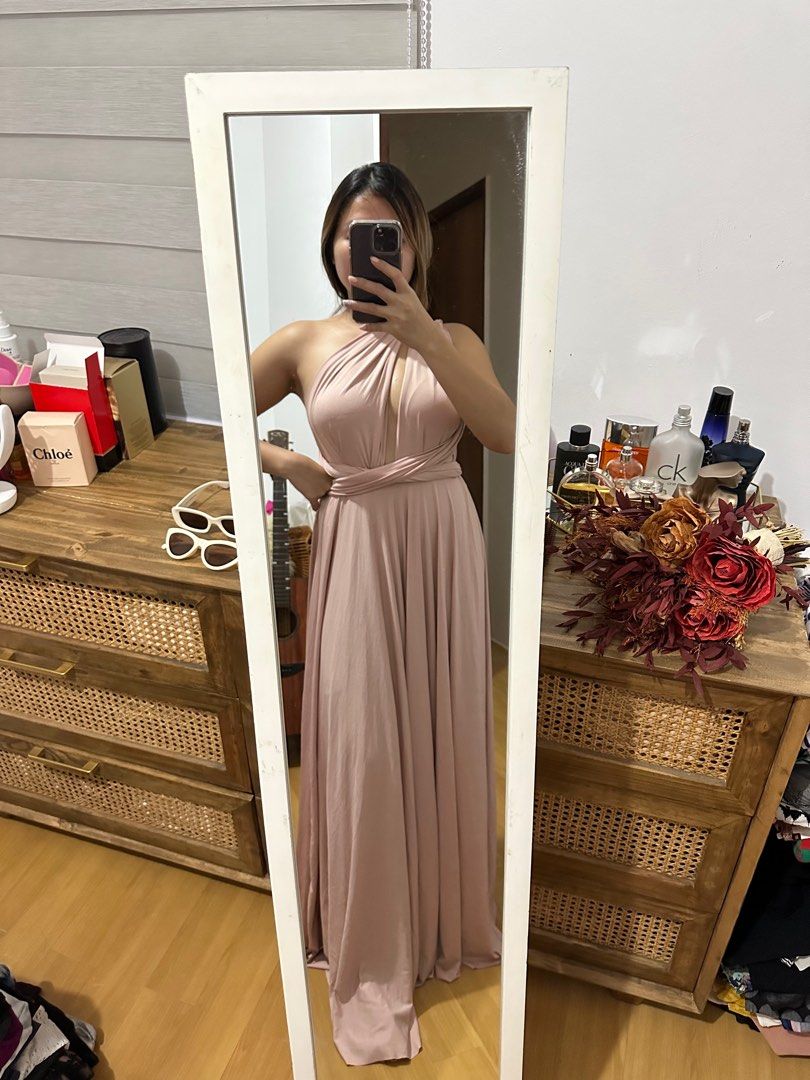 open lace back dress SandSea Blush Pink Multiway Infinity Beach Dress, Beach Cover Up Dresses, Swimsuit Cover Up Dress, 24 Ways to Wear, More Colors main image 1