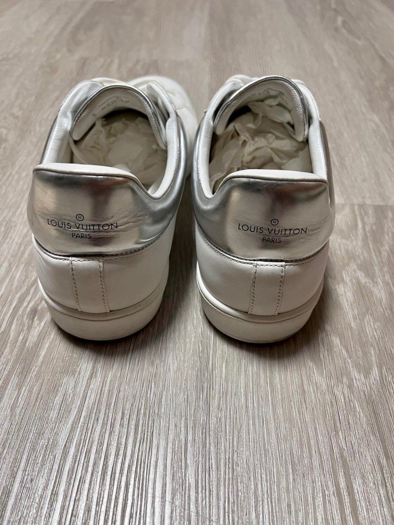 LOUIS VUITTON LUXEMBOURG Low Trainers, White Silver Leather UK