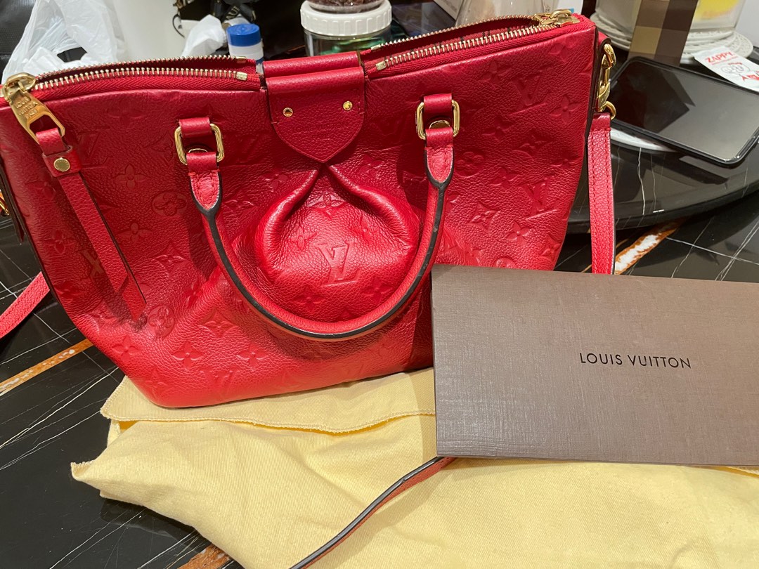 Louis Vuitton, Bags, Red Lv Monogram Crossbody Tote Mazarine Mm Auth