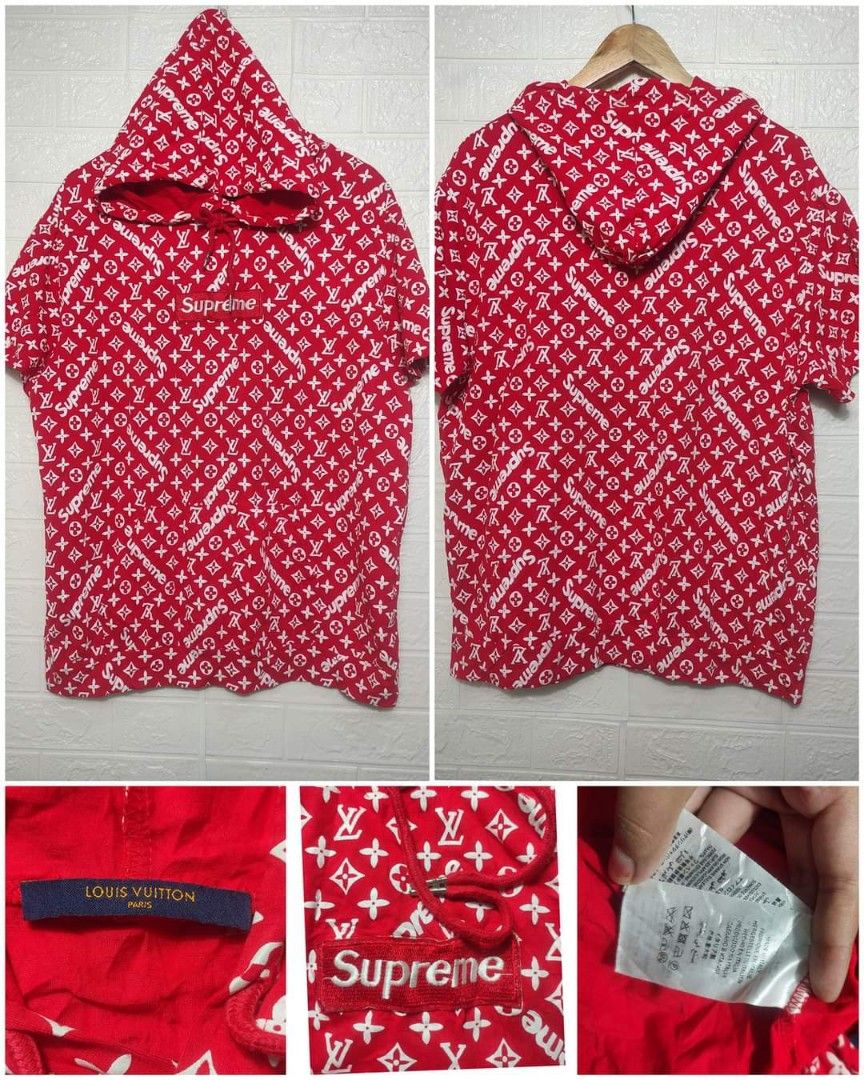 supreme red louis vuitton hoodie