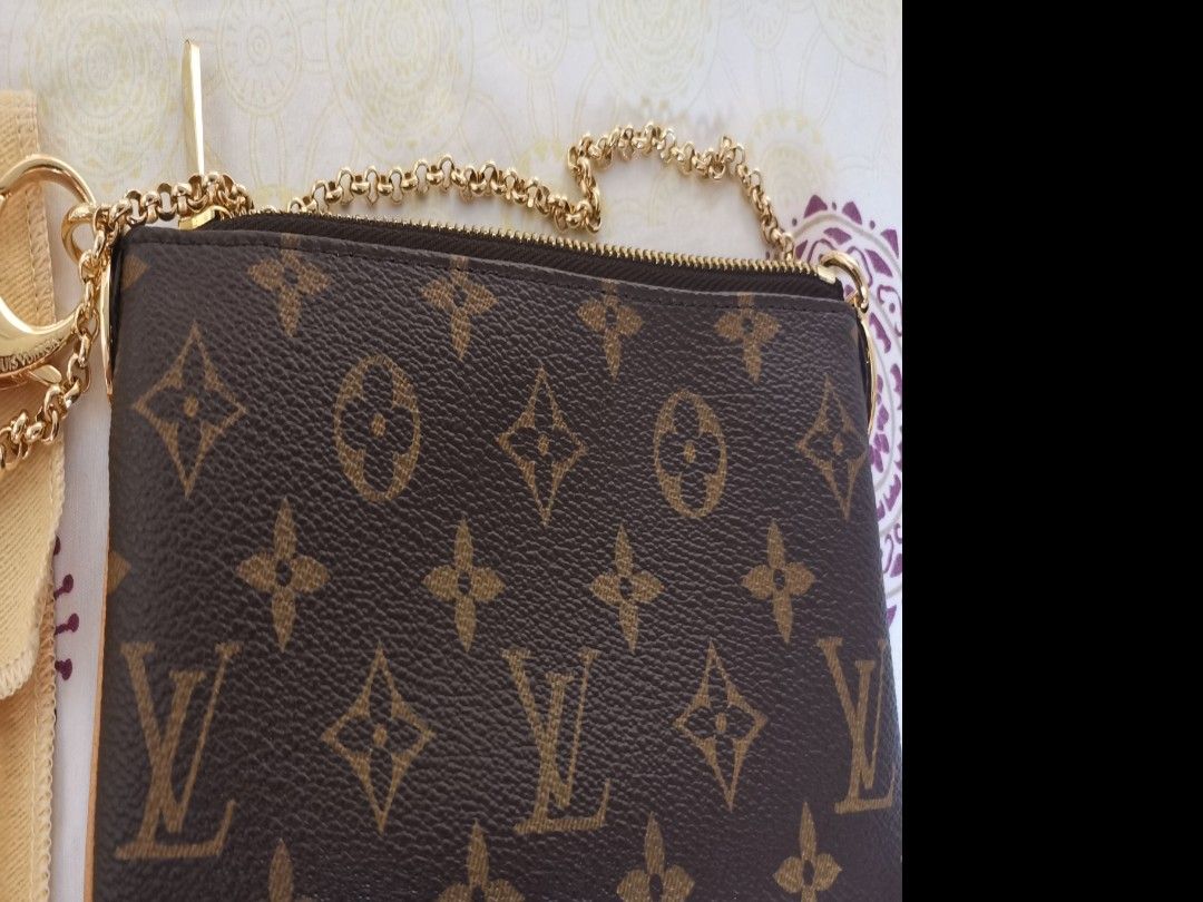 LOUIS VUITTON BROWN MONOGRAM MILLA MM CHAIN POCHETTE