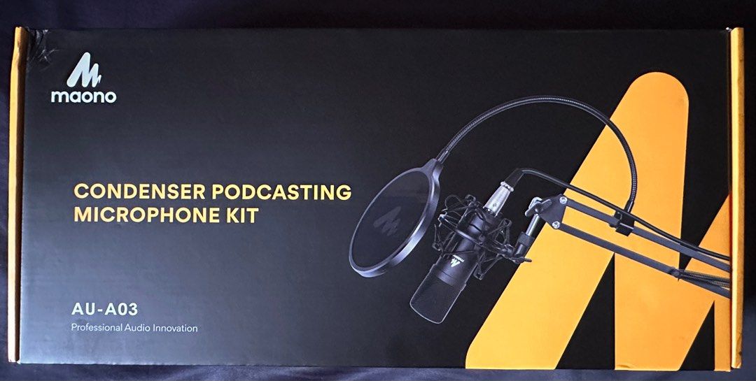 Maono AU-03 3.5mm Condenser Mic Set, Audio, Microphones on Carousell