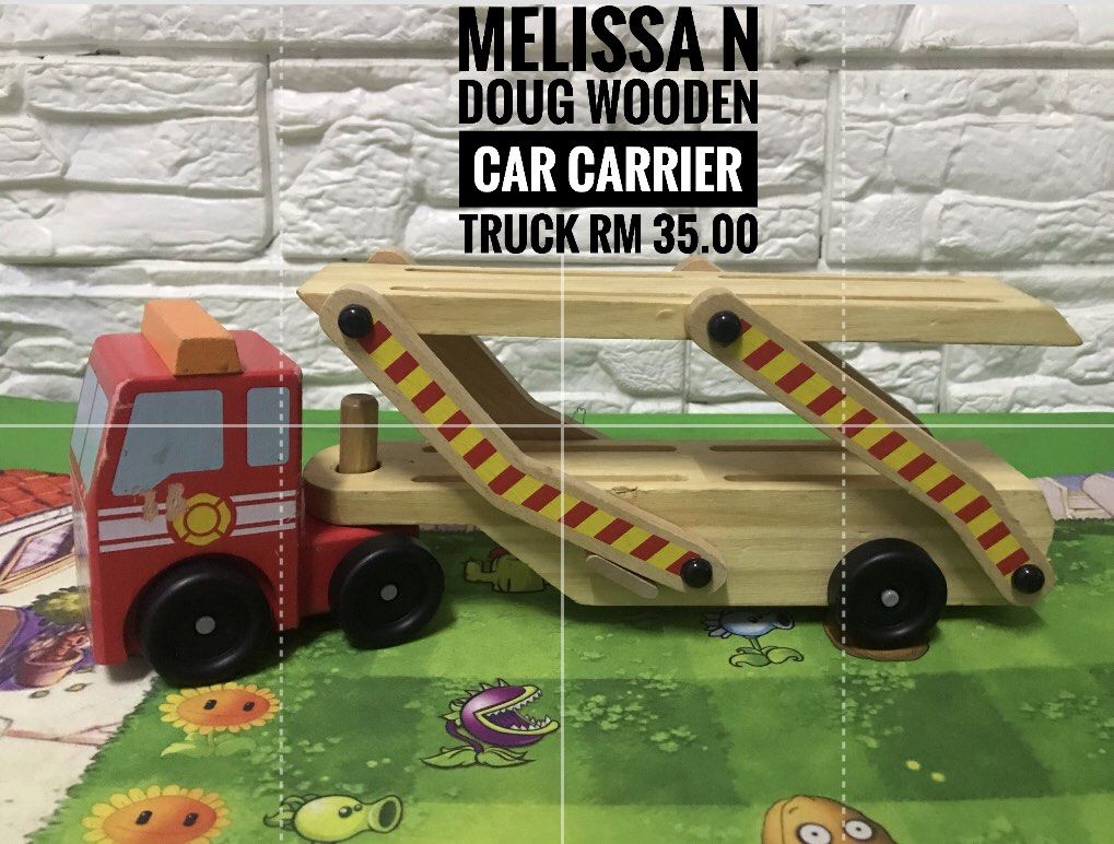 Melissa n Doug wooden car carrier truck Hobbies Toys Toys