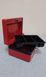 Red metal portable cash box with key lock #septsale
