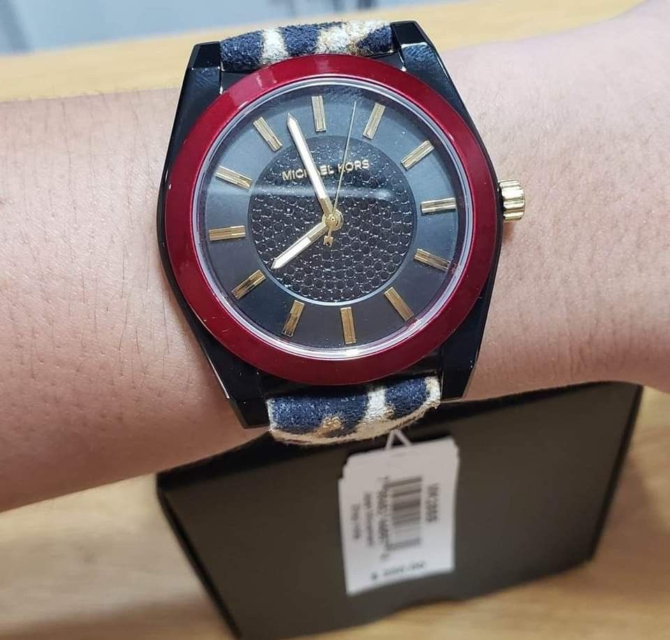 Michael kors women's channing animal print leather new arrivals strap watch 40mm
