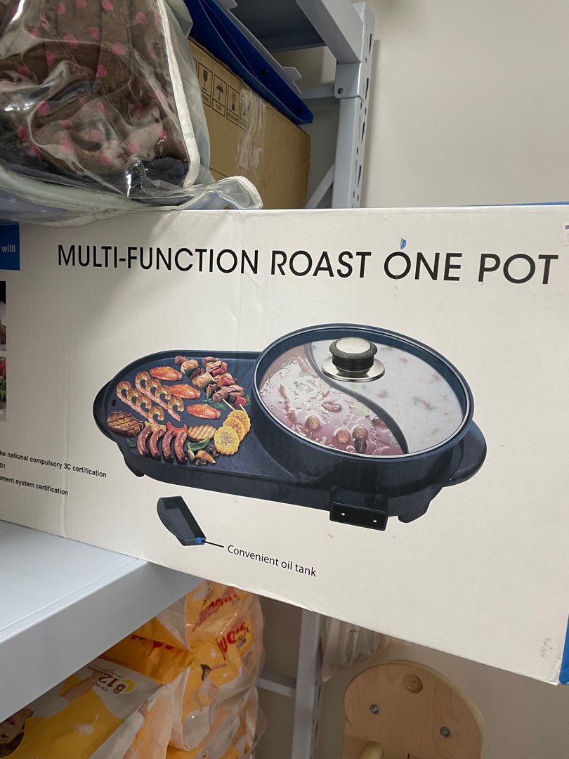 Mini hotpot and bbq hot plate set for 2, Furniture & Home Living