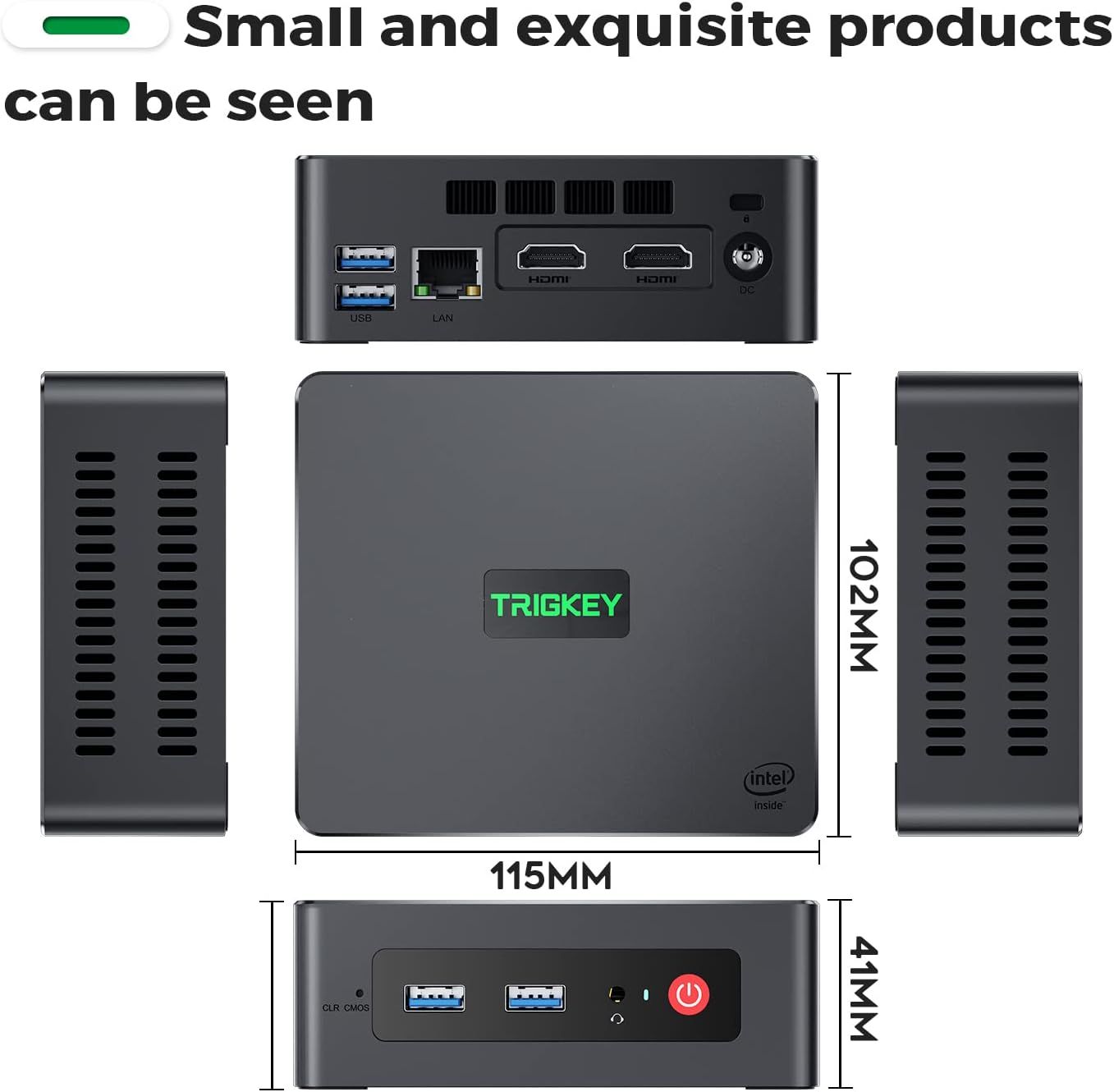 Mini PC Intel 11th Gen N5095 (4C/4T, Up to 2.9Ghz) Processor 8G DDR4 256G  SSD, TRIGKEY Green G3 Mini PC Support W11 Pro/ 4K@60Hz Dual HDMI/WiFi 5/BT 