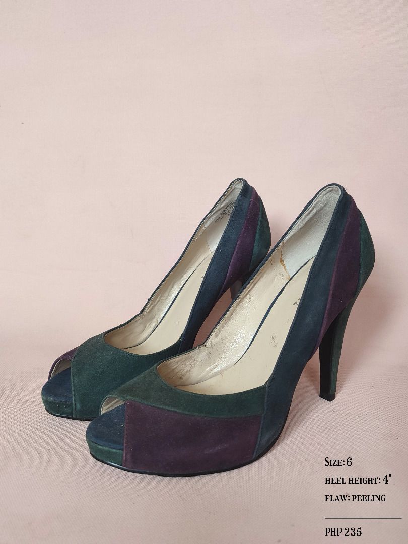 Nine West Blue Green and Purple Multicolor Suede Heels Women s Fashion Footwear Heels on Carousell