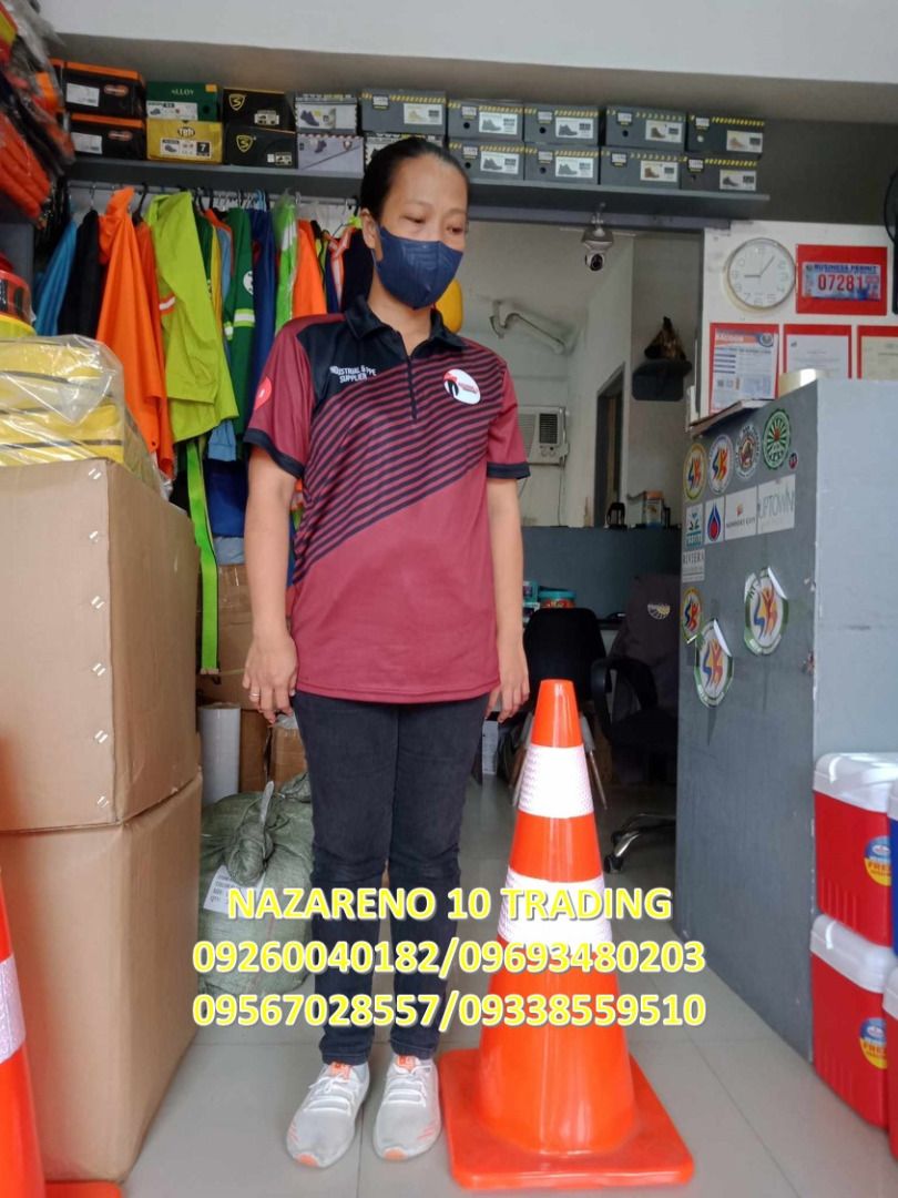 ORANGE TRAFFIC CONE 36inches (Category: Construction Tools & Equipment) located in Cavite. Submitted by girlierami63391 (Listing ID 1246375304, Image 1). Description: TRAFFIC SAFETY CONE --Full Rubberized Body w/Reflector Available in: 18inches 28inches 36inches. WE ALSO HAVE plastic chain gloves knitted sticker with reflector arrow WE OFFER DISCOUNT IN BULK ORDER For inquiries and Order, you can call Or Text Girlie NAZARENO 10 TRADING 0 9 2 6 0 